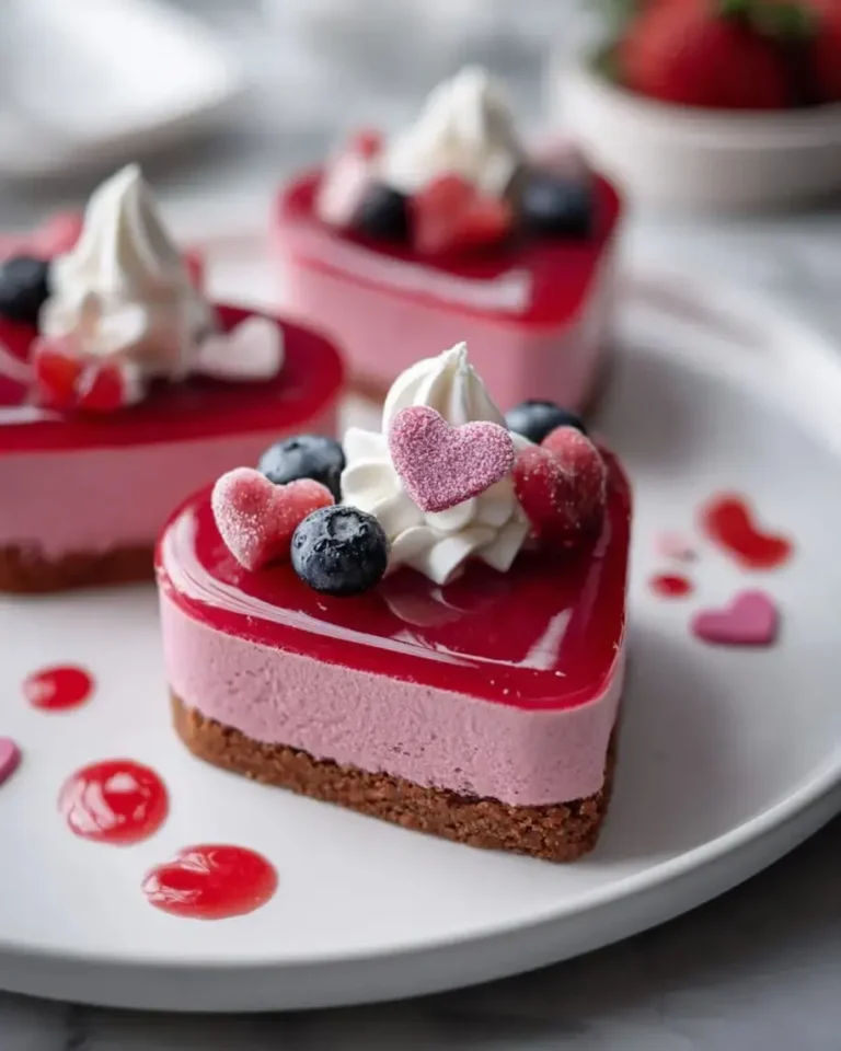 Ruby Watermelon Berry Mirror Hearts with Whipped Cream