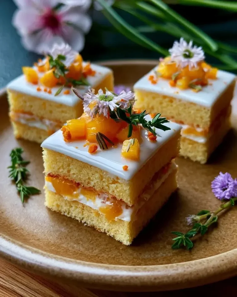 Peach Thyme Petits Fours Delicate Mini Cakes