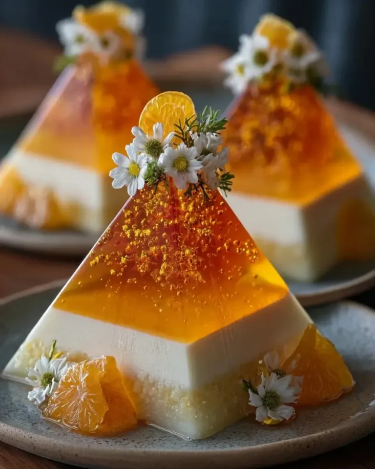 Apricot Vanilla Crystal Pyramids with Honey Cream Filling