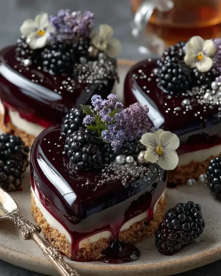 Blackberry Vanilla Jewel Hearts with Crystal Mirror Glaze