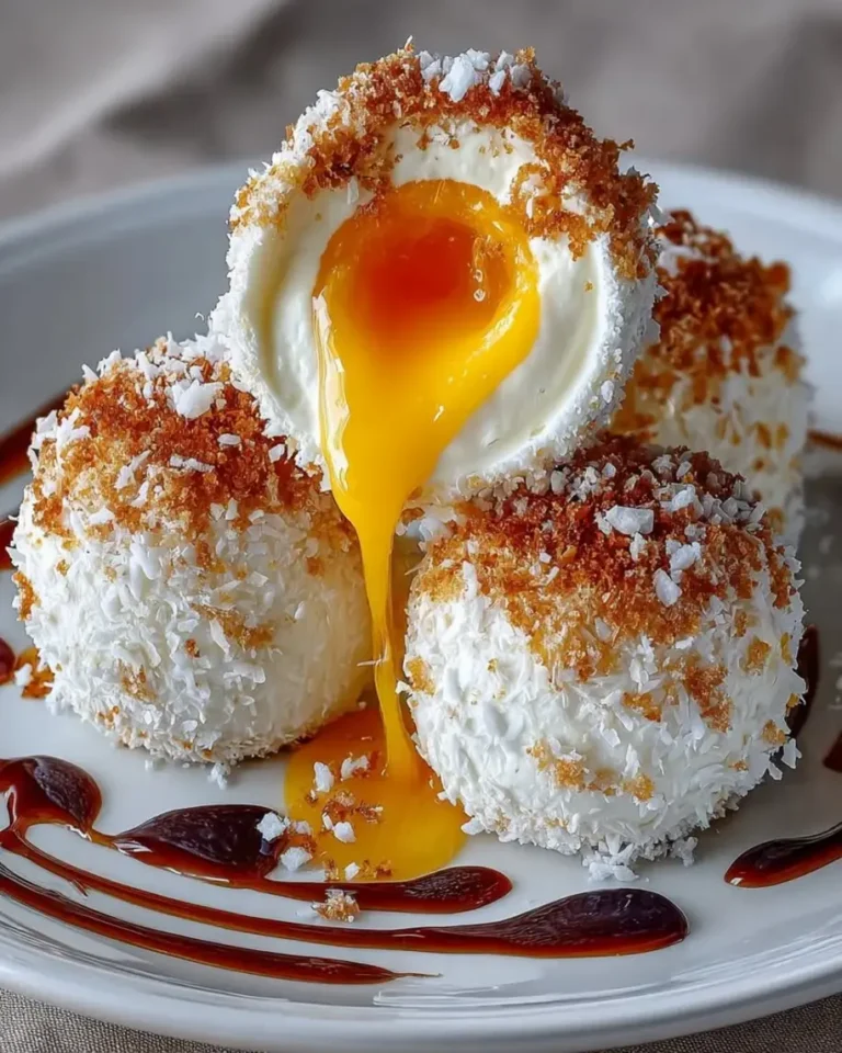 Crystal Coconut Cloud Eggs with Mango Lava Center