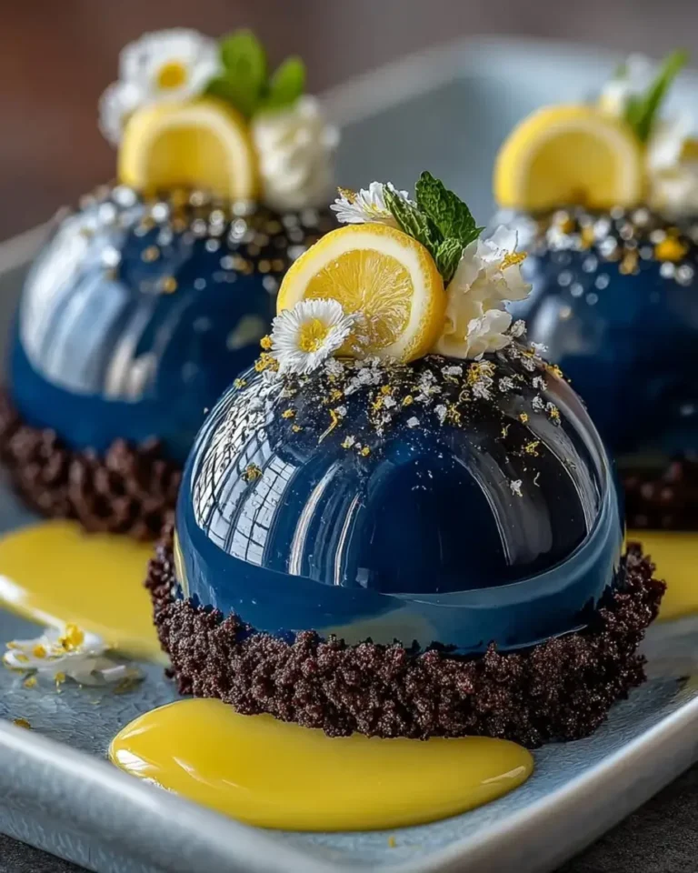 Midnight Lemon Mirror Glaze Dream Domes