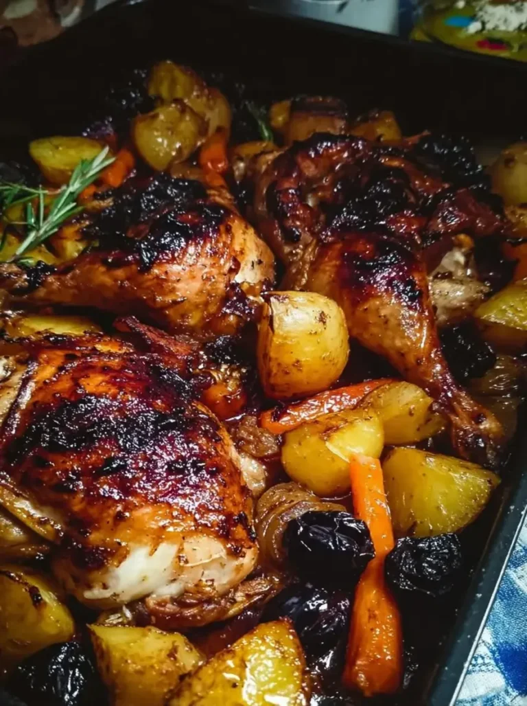 Golden Moroccan Roasted Chicken with Sweet Prunes