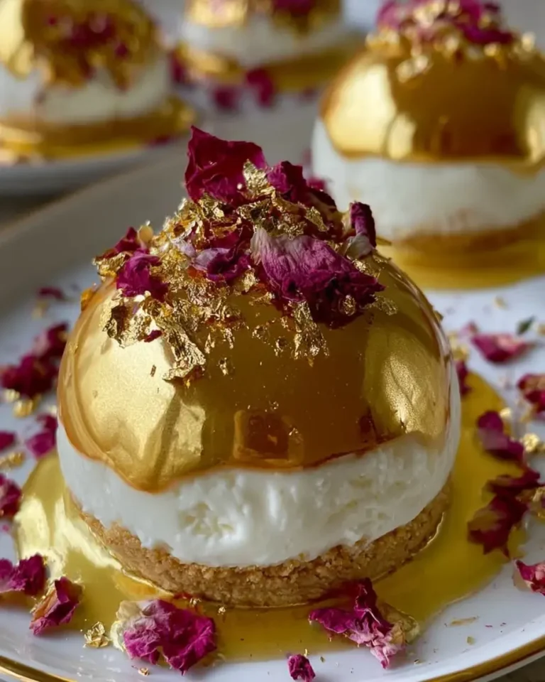 Gold Mirror Glaze Rose Cheesecake Bombs Recipe