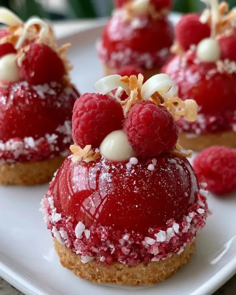 Ruby Raspberry Coconut Bombs with White Chocolate Center