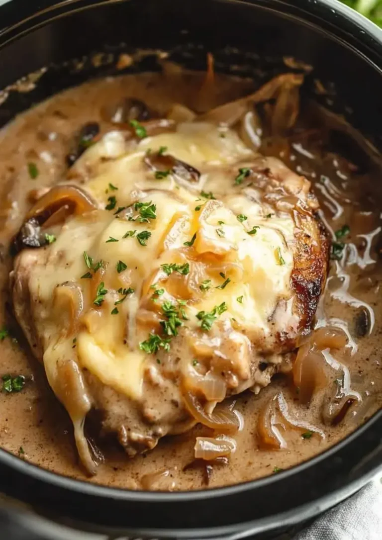 One-Pan French Onion Chicken Thighs with Swiss Crown