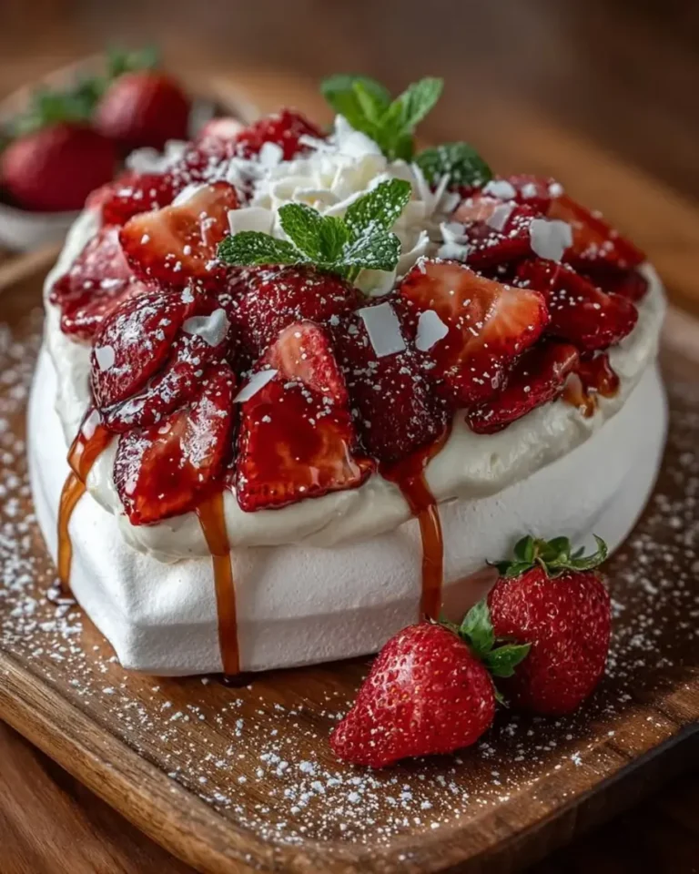 Strawberry Vanilla Velvet Pavlova Hearts