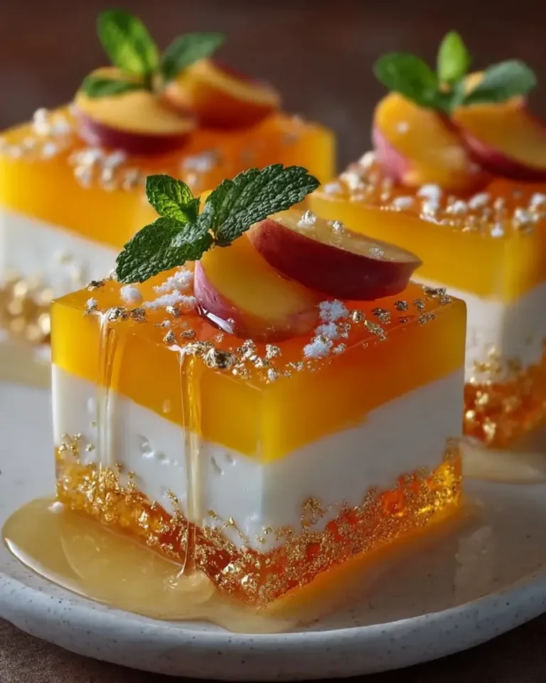 Peach Vanilla Gemstone Slices with Gold Honey Drizzle