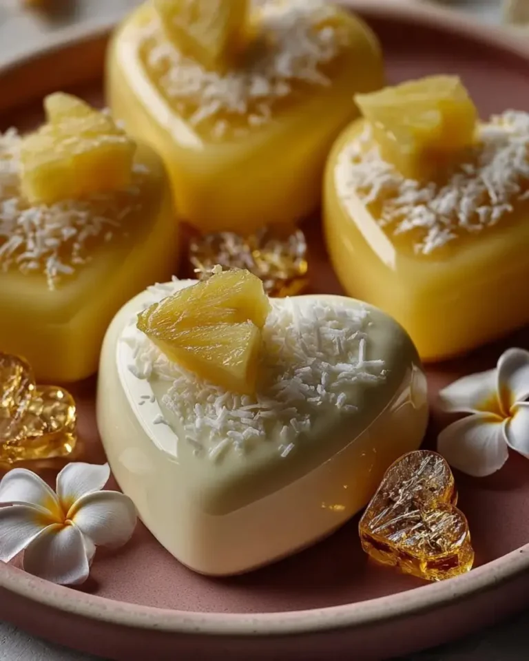 Tropical Pineapple Coconut Crystal Hearts With Glossy Finish