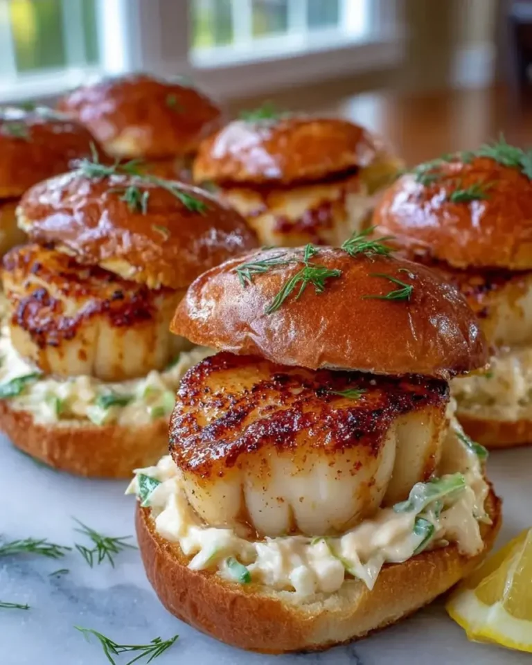 Crispy Scallop Sliders with Old Bay Crema and Apple Slaw