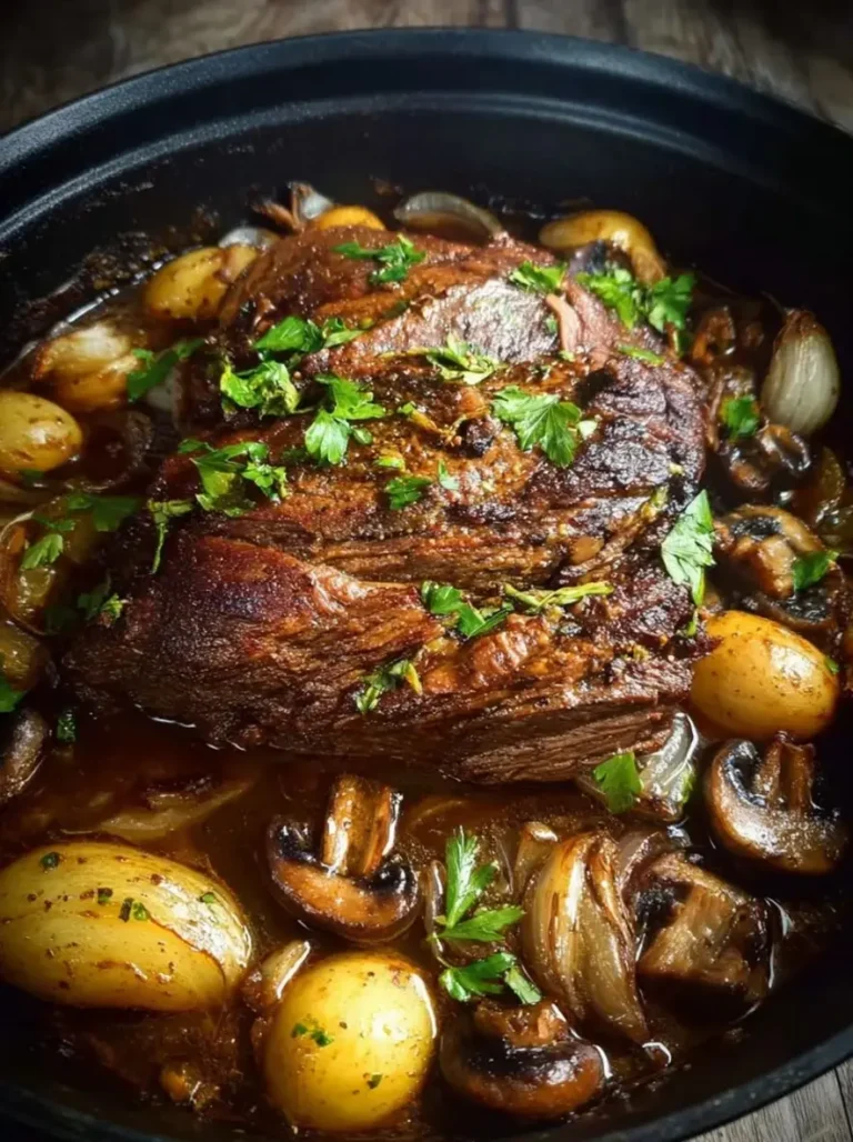 Rustic Sunday Pot Roast with Caramelized Onions & Mushrooms