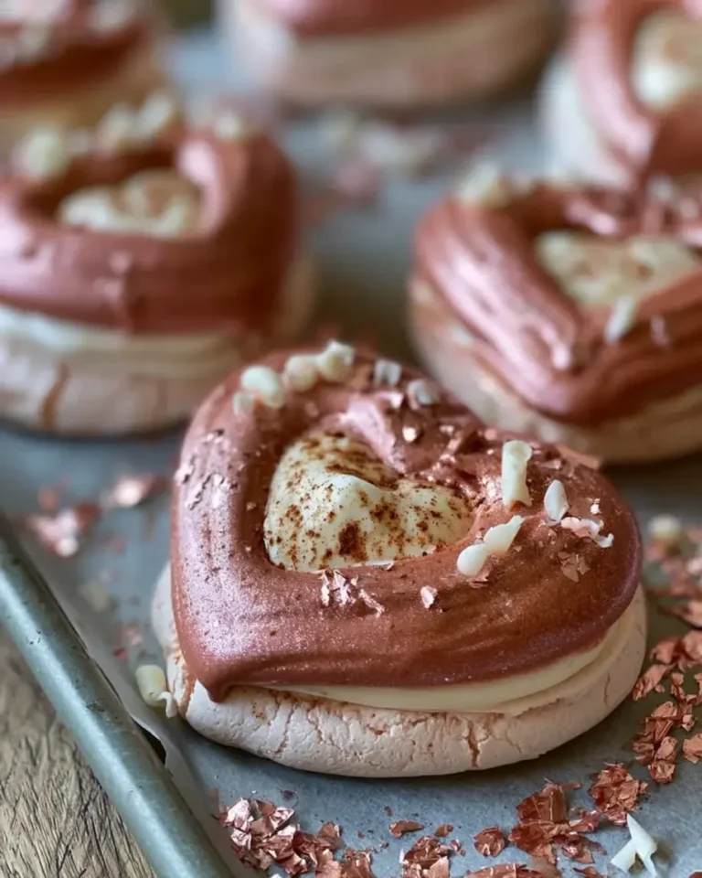 Shimmering Rose Gold White Chocolate Pavlova Hearts