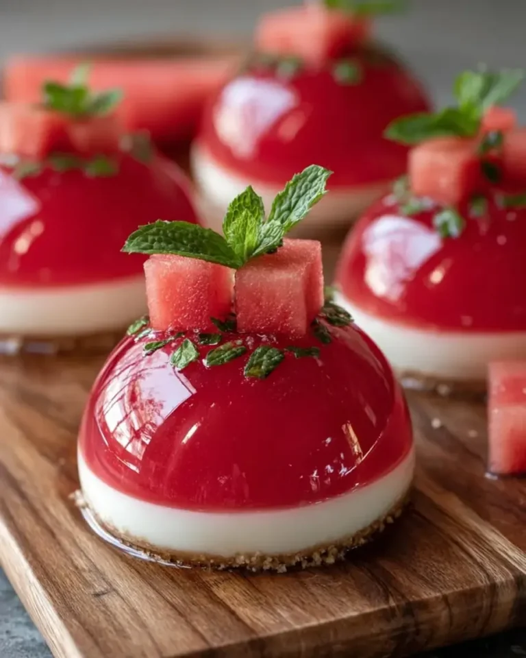 Ruby Watermelon Vanilla Cream Domes with Glossy Shell