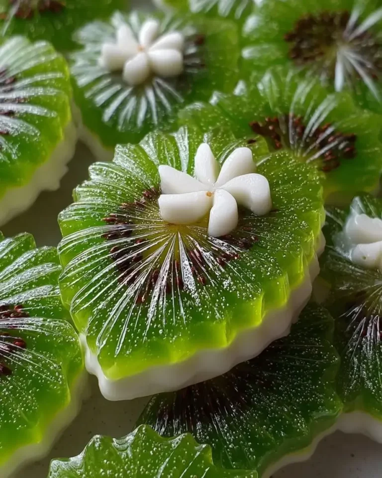 Kiwi Lime Crystal Leaves with White Chocolate Cream