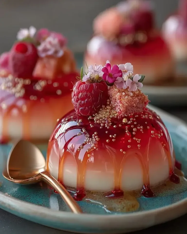Raspberry Peach Prism Domes with Glass Mirror Shell