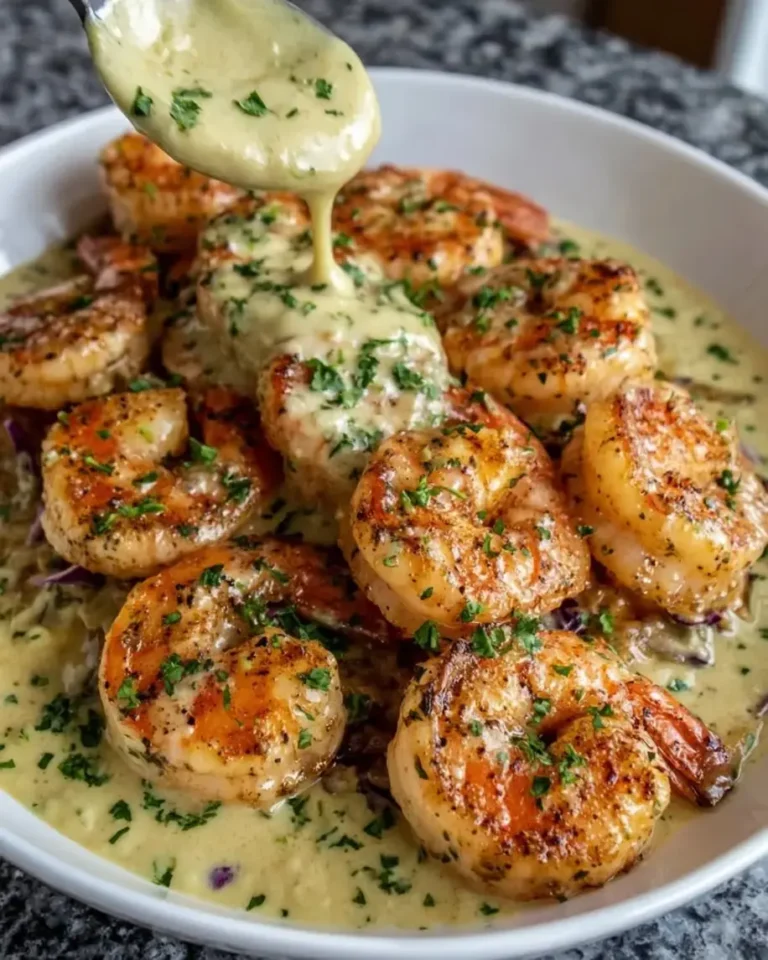 Sheet Pan Creamy Garlic Butter Shrimp with Avocado Cream