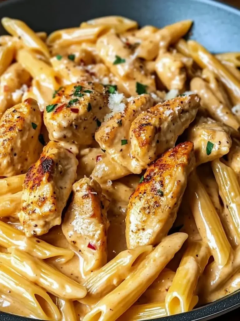 Cajun Garlic Chicken Penne with Velvety Three-Cheese Sauce