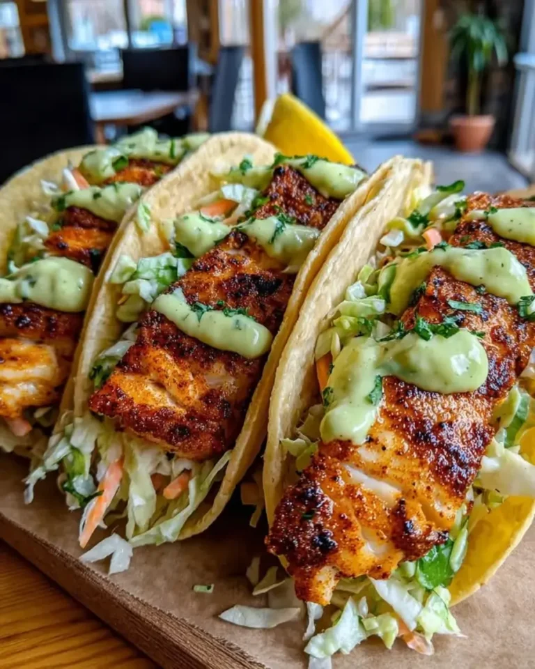 Sheet Pan Fish Tacos with High-Protein Avocado Crema