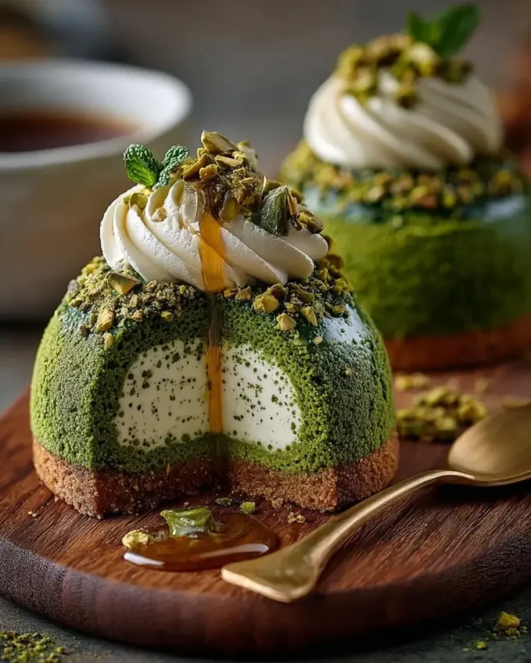 Emerald Matcha Cheesecake Domes with Hidden Lava Center
