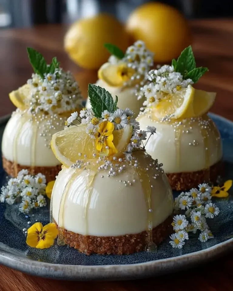 Lemon Elderflower Crystal Domes with Cheesecake Core
