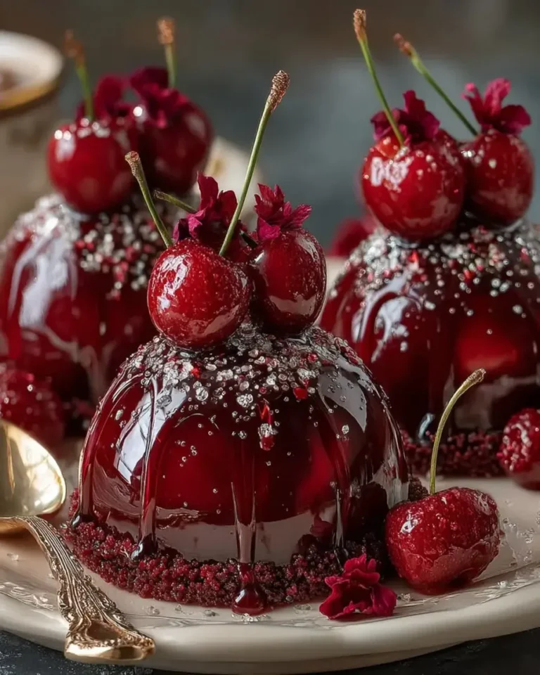 Cherry Rose Silk Domes with Ruby Glass Finish