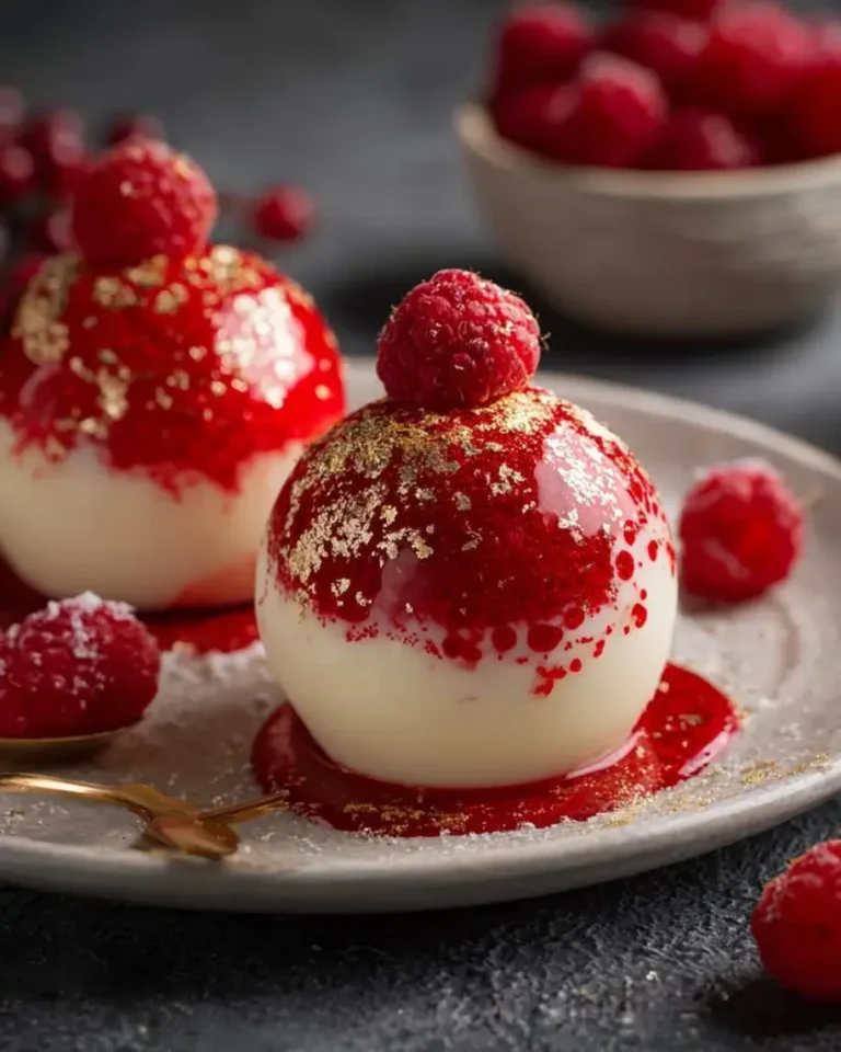 Scarlet Raspberry Dream Spheres with Liquid Gold Center
