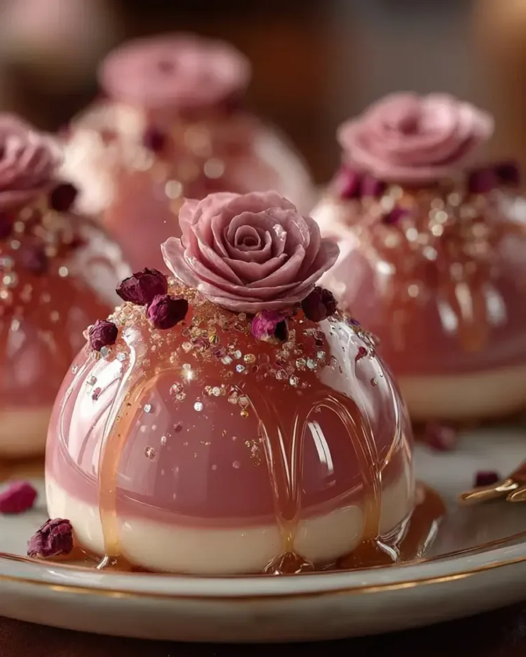 Vanilla Rose Crystal Domes Recipe with Mirror Glaze