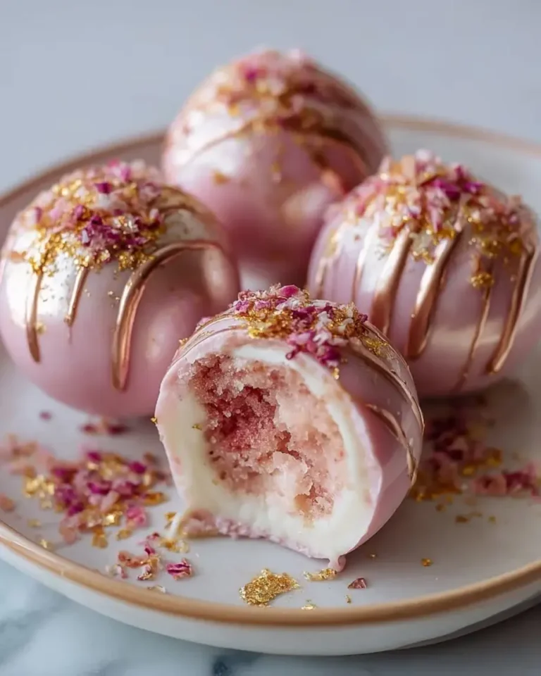 Stunning Rose Gold Strawberry Coconut Cream Bombs