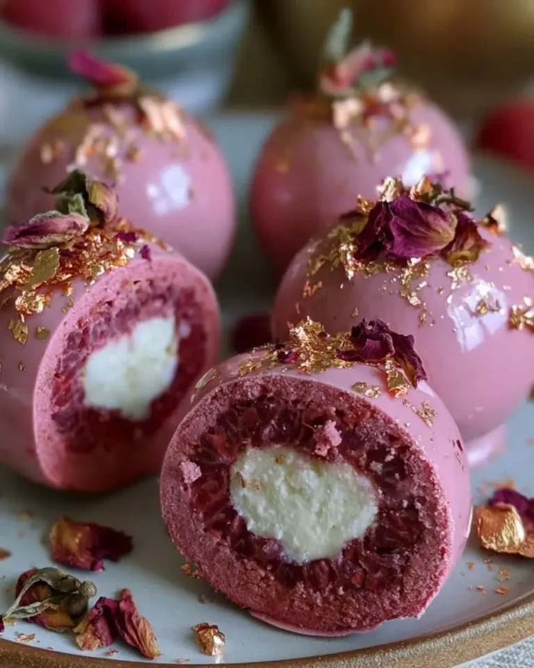 Rose Gold Raspberry Velvet Bombs with Hidden Heart