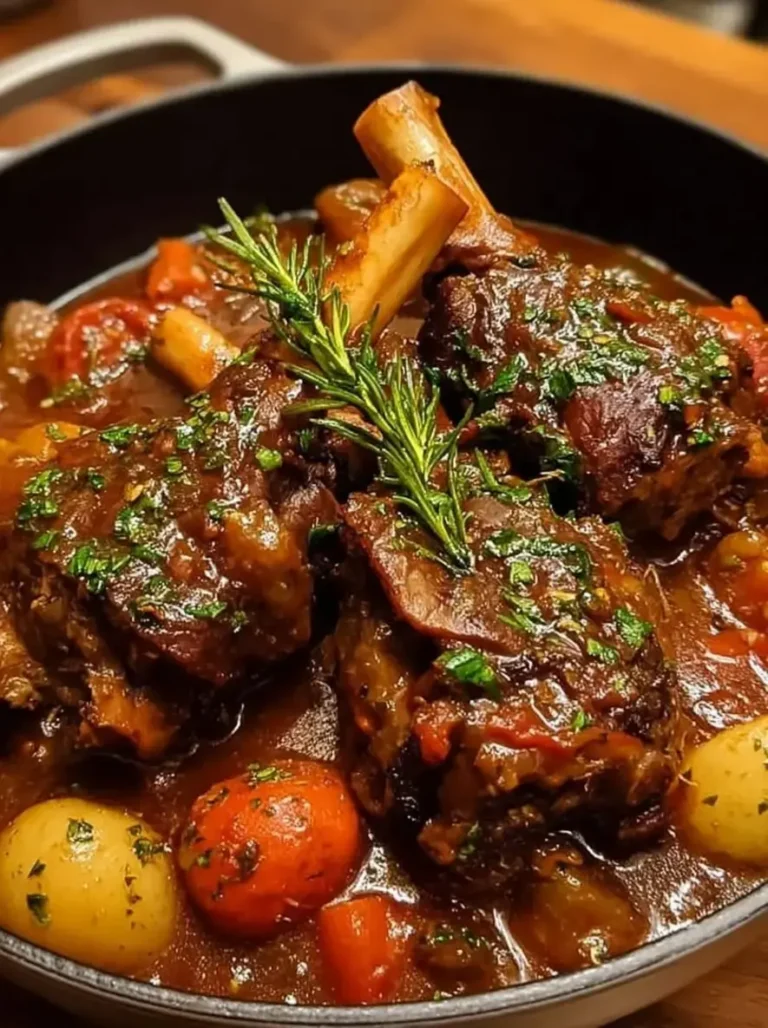 Rustic Red Wine Braised Lamb Shanks with Tomato Sauce
