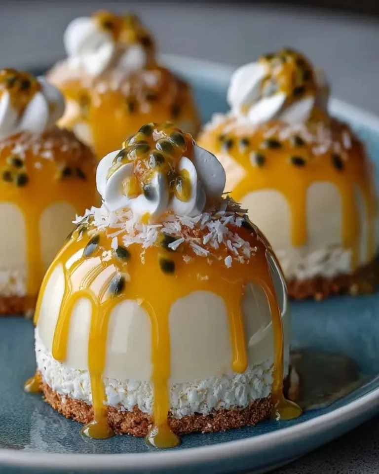 Passionfruit Coconut Prism Domes with Soft Cream Core