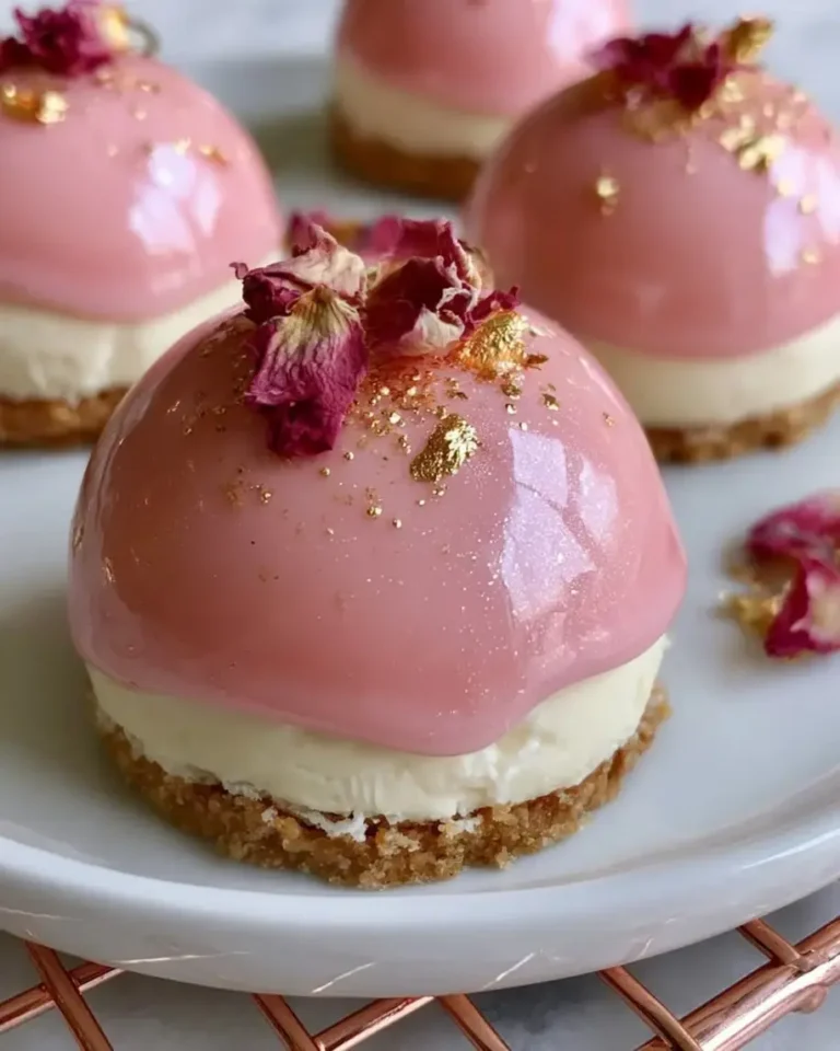 Blush Rose Vanilla Silk Domes with Golden Pearl Finish