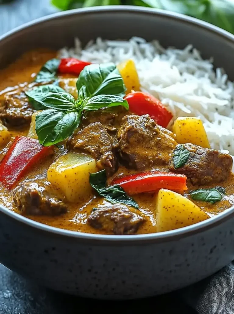 Creamy Thai Coconut Beef Curry with Lime and Basil