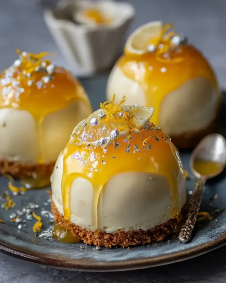Citrus Burst Diamond Cheesecake Domes with Crystal Glaze
