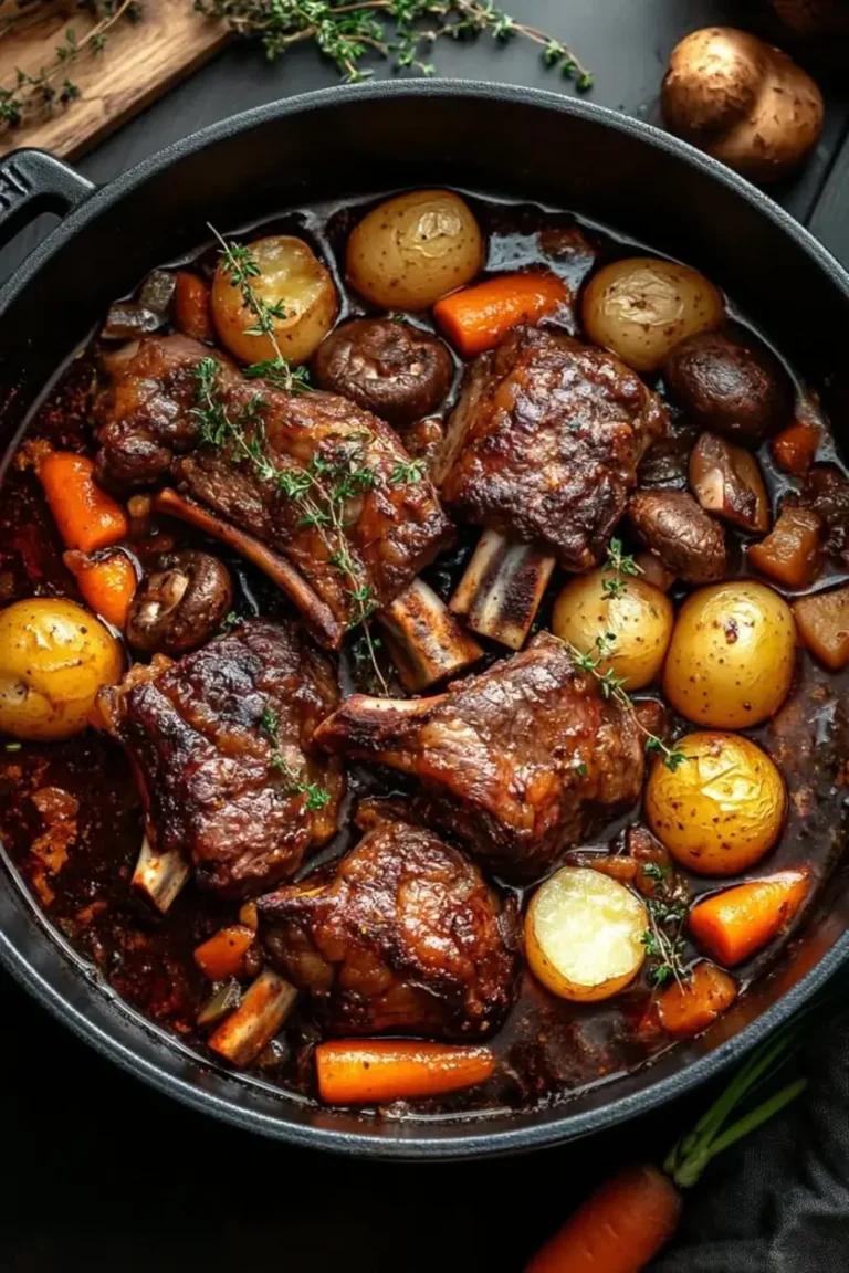 Tender Slow-Braised Lamb Shanks in Red Wine Sauce