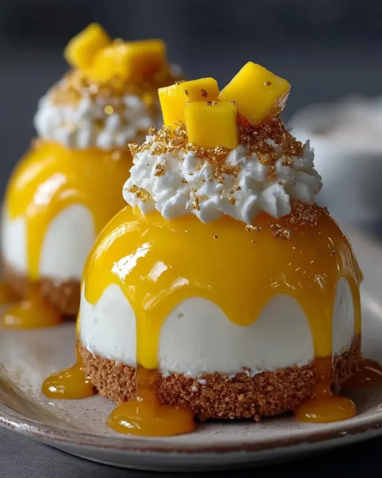 Mango Vanilla Mirror Bombs with a Coconut Cream Center