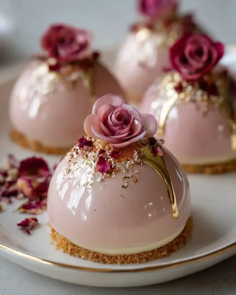 Velvet Vanilla Rose Dream Domes with Gold Glaze Recipe