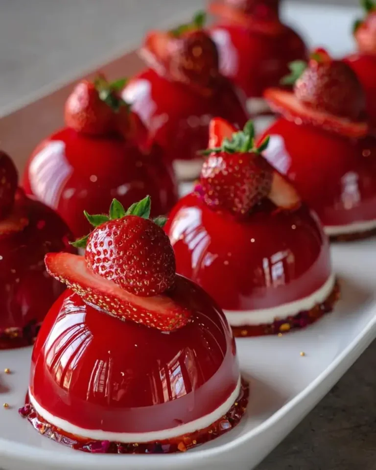 Perfect Mirror Glaze Strawberry Cheesecake Domes