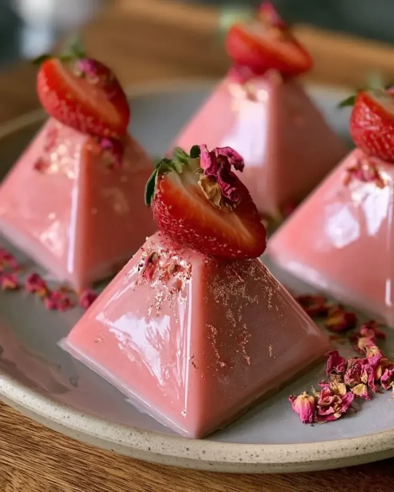 Strawberry Cream Silk Pyramids with Rose Gold Glaze