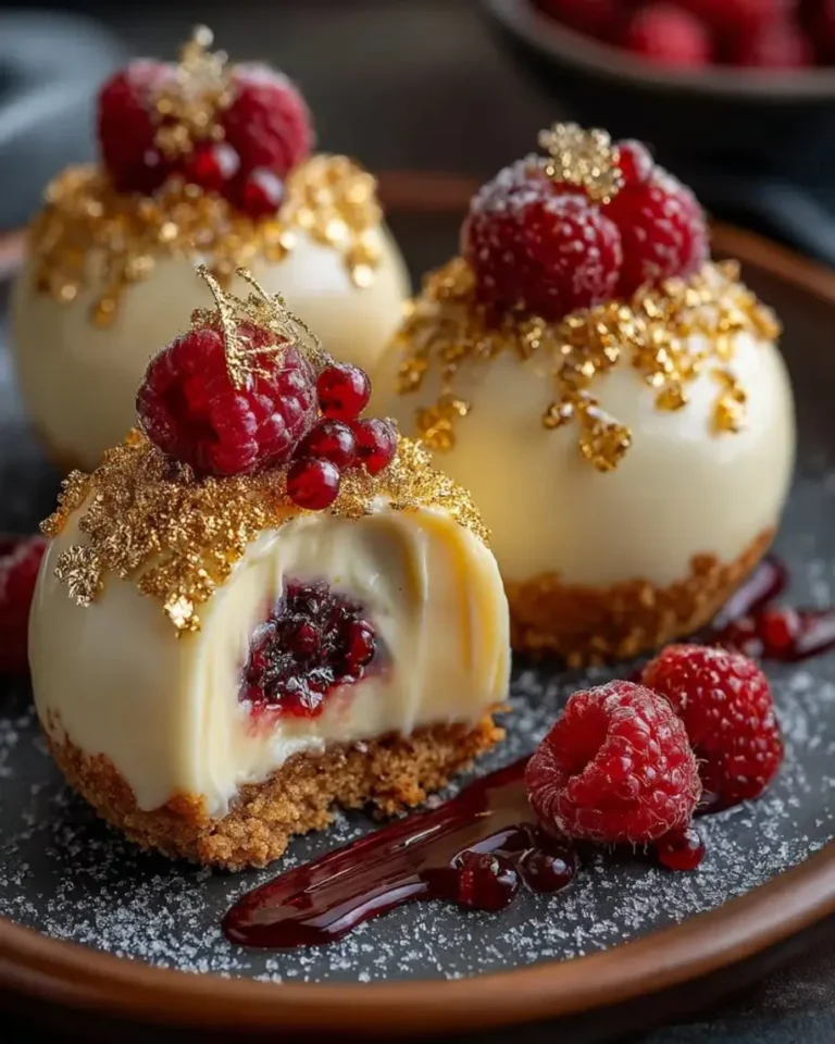 Golden Lemon Raspberry Velvet Cheesecake Spheres