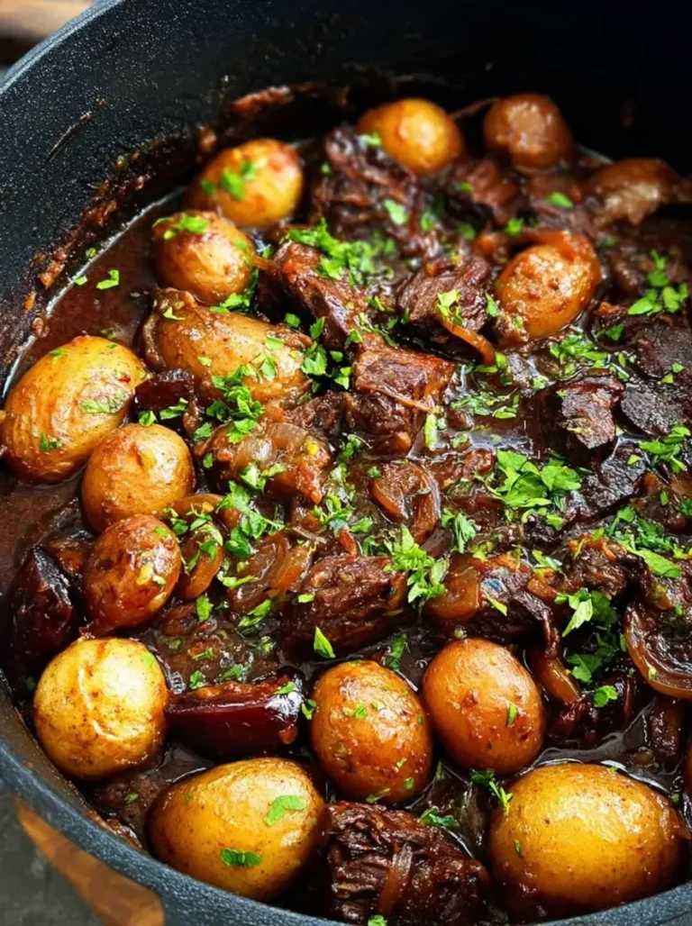 Rustic Beef and Baby Potatoes in Herb-Infused Gravy
