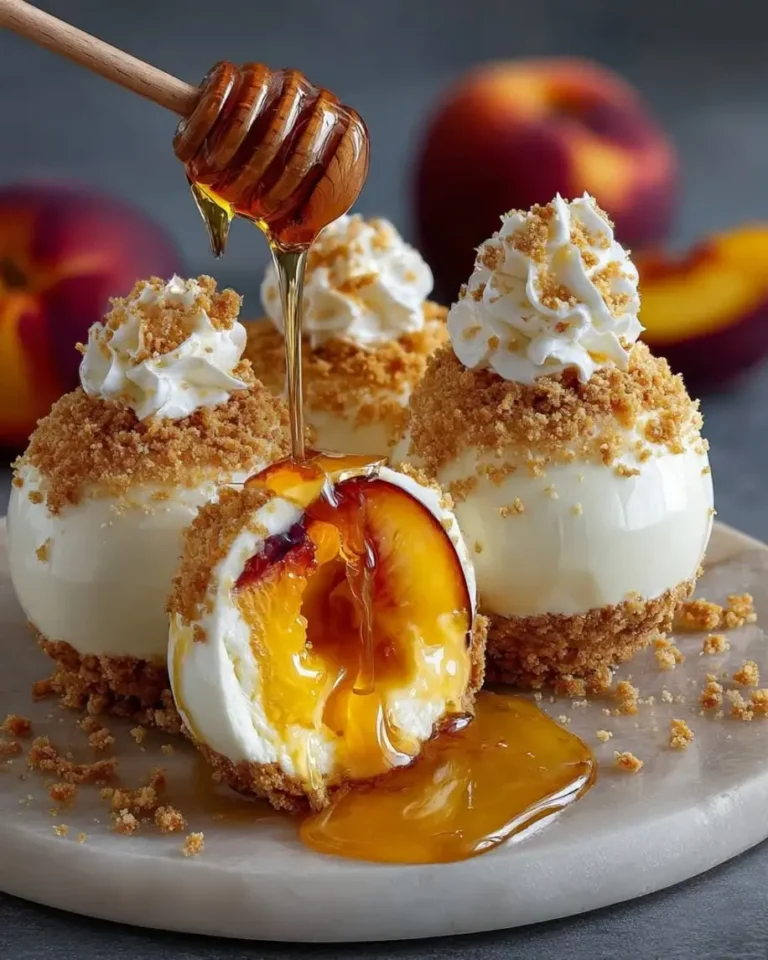 Golden Nectarine Cheesecake Bombs with Molten Honey Center