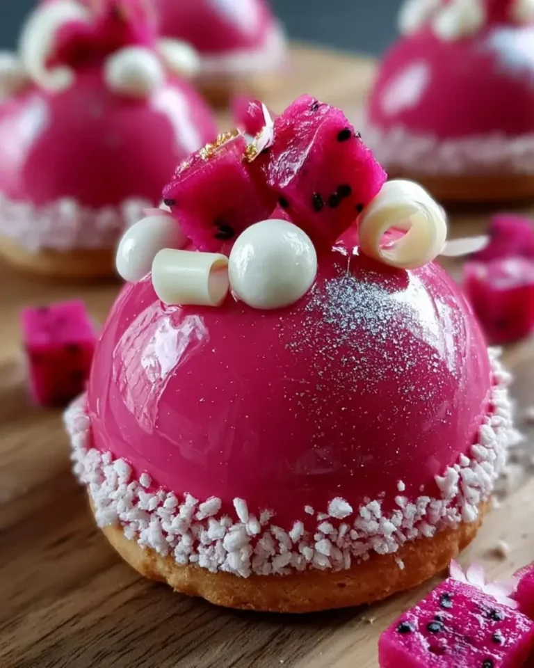 Irresistible Pink Dragon Fruit Mirror Dome Dessert