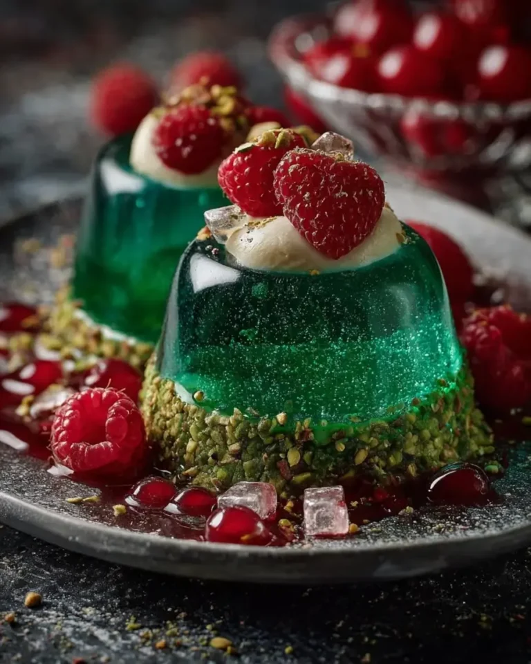 Emerald Pistachio Crystal Bombs with Raspberry Cream