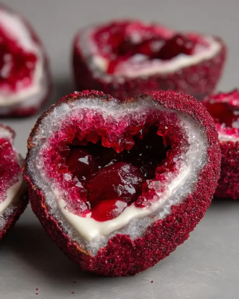 Cherry Ruby Geode Hearts with a Silky Cherry Center