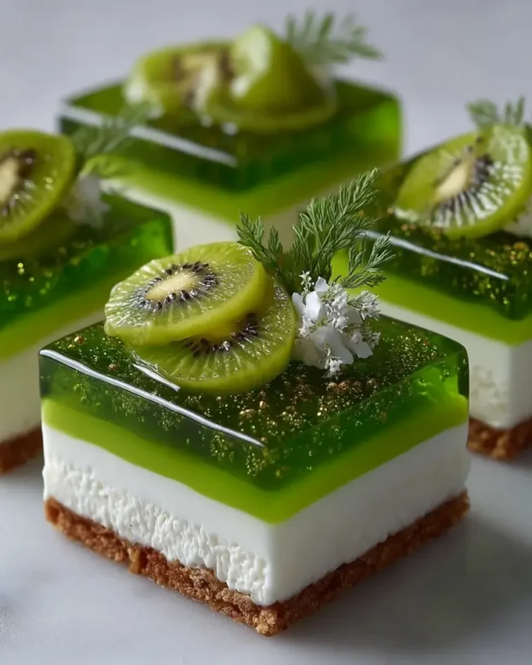 Emerald Kiwi Jewel Cubes with Lime Cream Layers