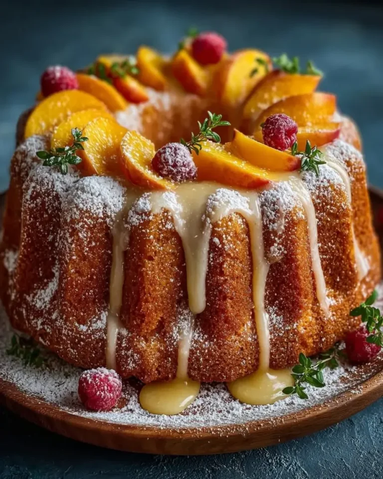 Extra-Tender Peach Buttermilk Pound Cake Recipe with Glaze