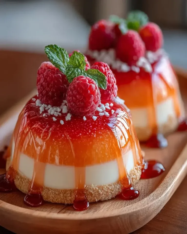 Peach Raspberry Crystal Domes with Cream Cloud Center
