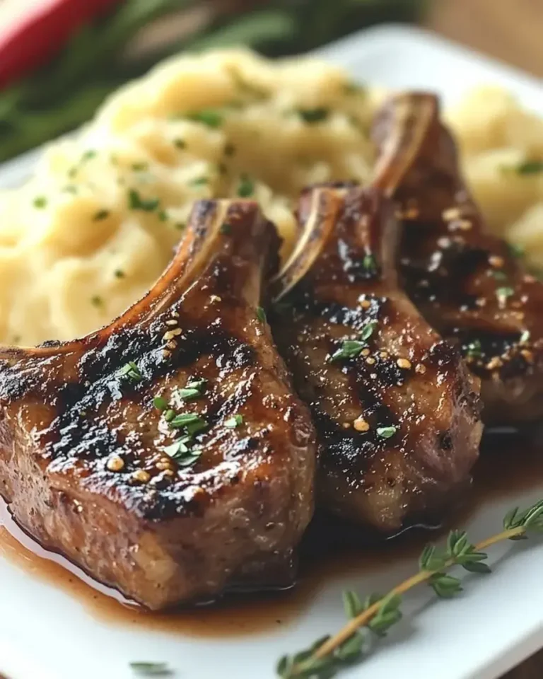 Pan-Seared Garlic Butter Lamb Chops with Creamy Mashed Potatoes