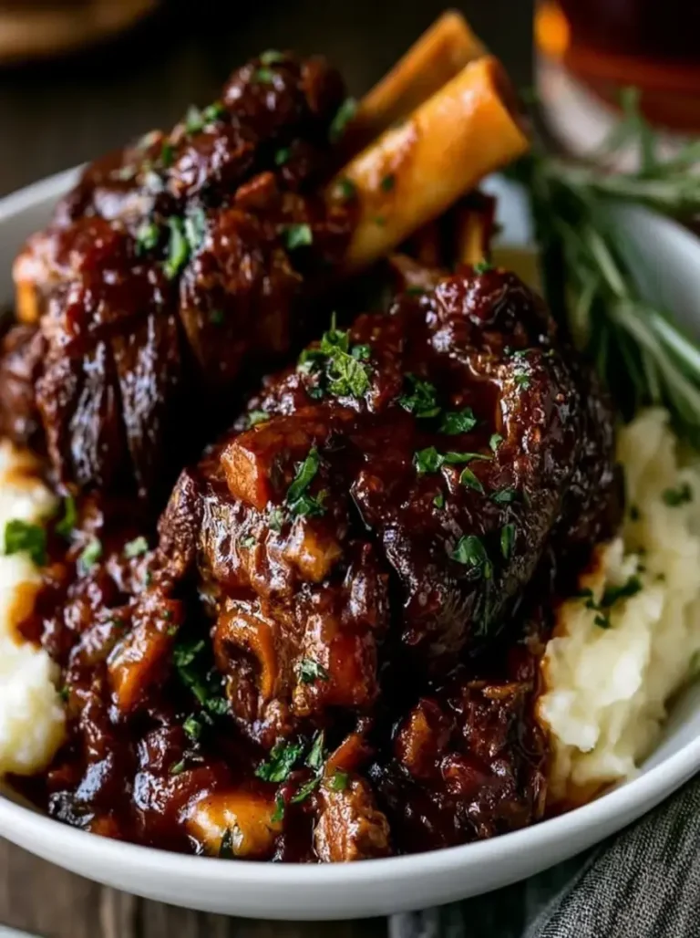 Slow-Cooked Mediterranean Lamb Shanks with Red Wine Gravy